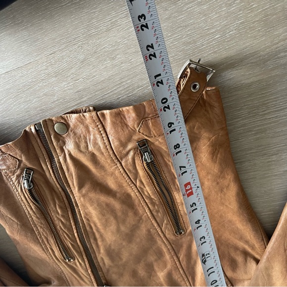 Goosecraft Womens Leather Biker Jacket 438 Real Leather Brown Tan Size Xs - Picture 7 of 13
